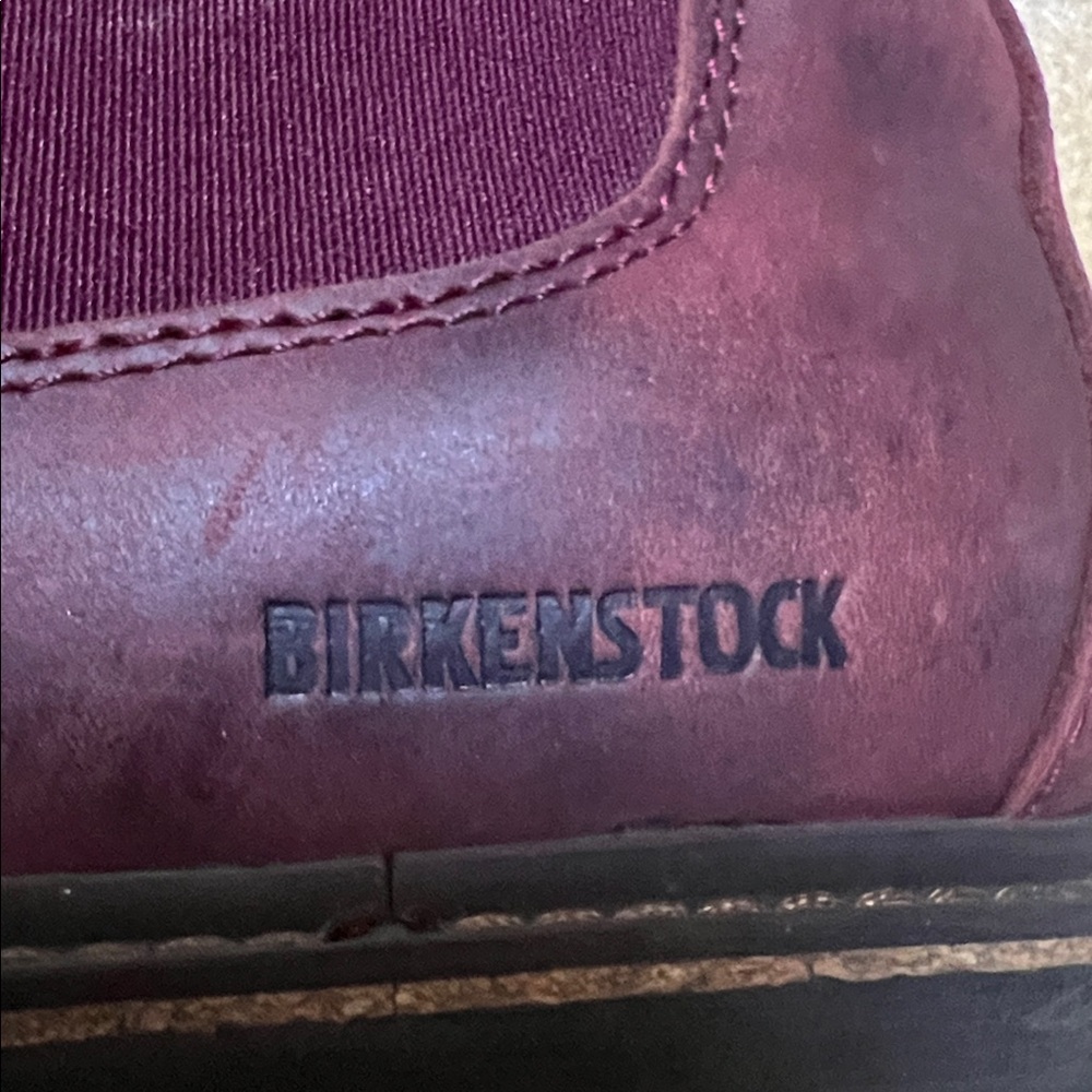 EUC Birkenstock Stalon Chelsea Boots Burgundy Nubuck leather size 38 - Picture 9 of 9